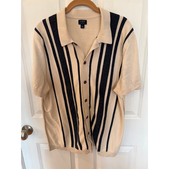 J Crew Factory Mens Striped Button Front Sweater Retro Look Size L - Picture 7 of 11